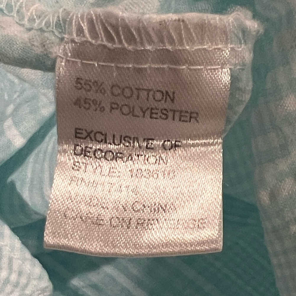 Miss Elaine Aqua and white seersucker long sleeve button down night shirt Large - Picture 7 of 7